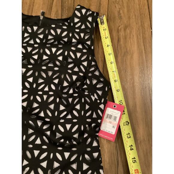 Vince Camuto lace bodice Sleeveless Floral Eyelet Lined Black Sheath mini Dress - Picture 5 of 9